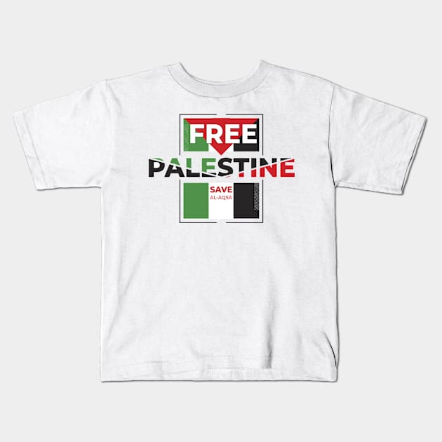 Free Palestine Kids T-Shirt by MZeeDesigns